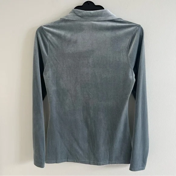 Allie Rose Ruched Button-Up Velvet Top - Picture 4 of 5